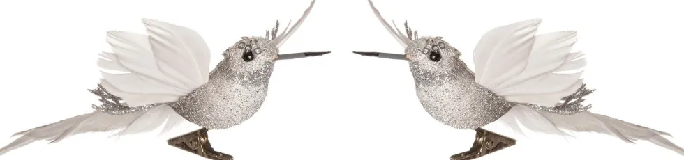Intratuin kerstclip Avia kolibri zilver 16,5 x 8,9 x 5,5 cm 2 stuks