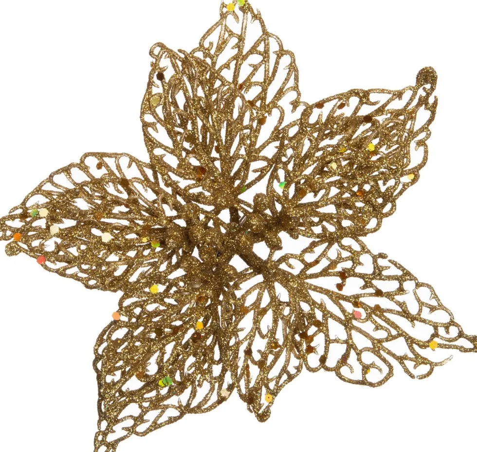 Intratuin kerstclip bloem goud D 20 H 5 cm