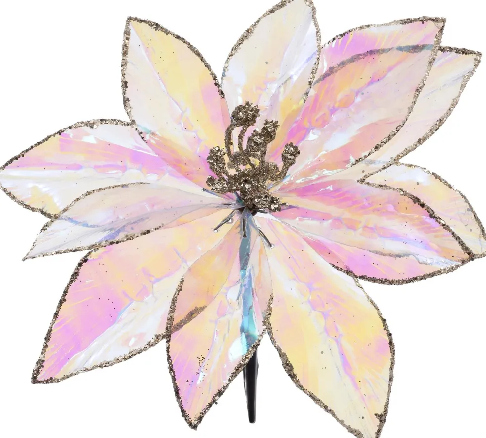 Intratuin kerstclip bloem iriserend D 18 H 16 cm