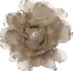 Intratuin kerstclip bloem met glitter grijs D 12 H 7 cm