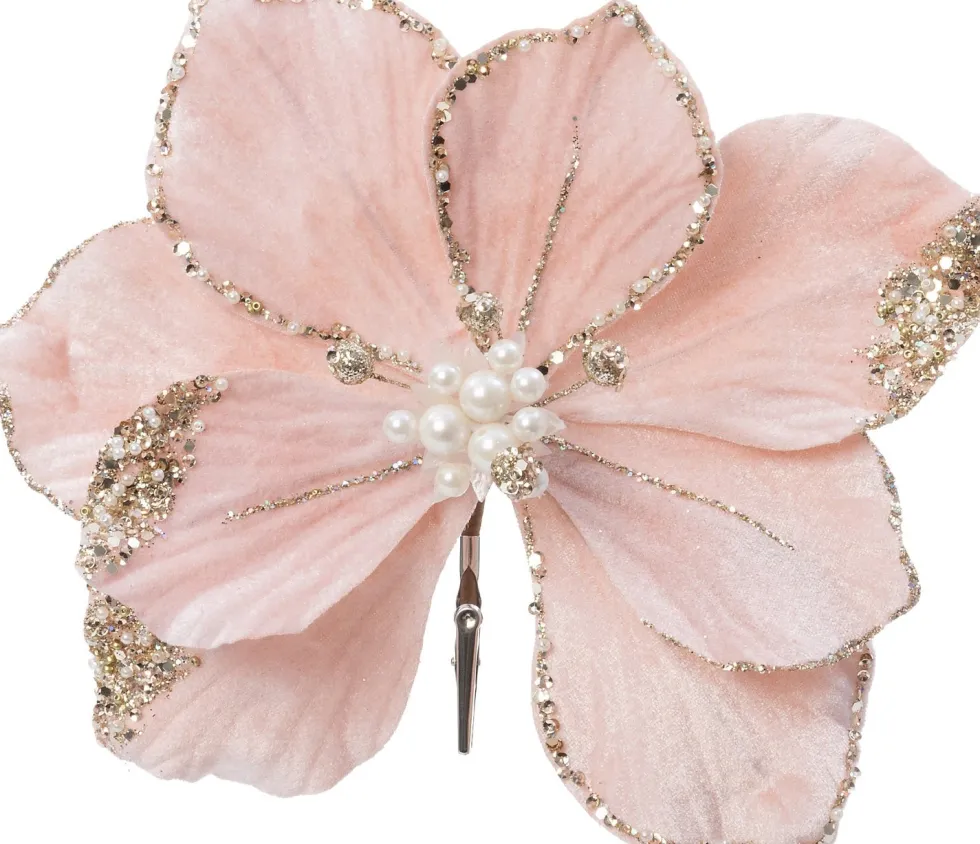 Intratuin kerstclip bloem roze D 16 H 20 cm