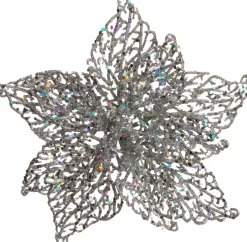 Intratuin kerstclip bloem zilver D 20 H 5 cm