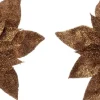 Intratuin kerstclip Fleir bloem bruin D 14 cm 2 stuks
