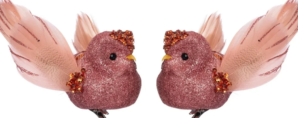 Intratuin kerstclip Hibou uil roze 12,7 x 9 x 5 cm 2 stuks