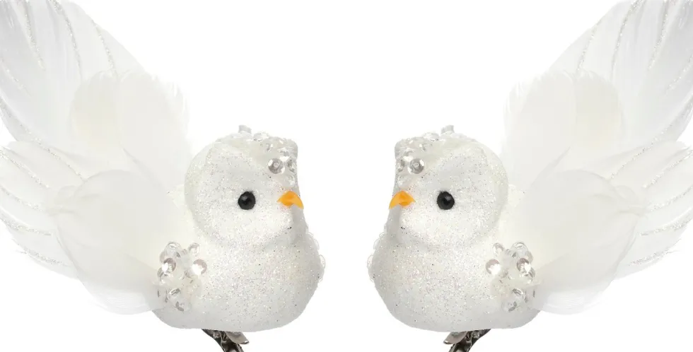Intratuin kerstclip Hibou uil wit 12,7 x 9 x 5 cm 2 stuks