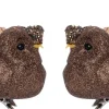 Intratuin kerstclip Hibou uil bruin 12,7 x 9 x 5 cm 2 stuks