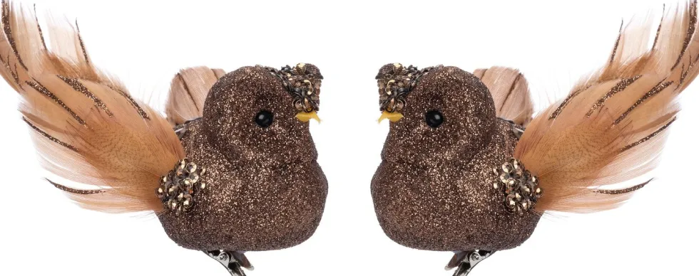 Intratuin kerstclip Hibou uil bruin 12,7 x 9 x 5 cm 2 stuks