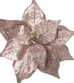 Intratuin kerstclip Josa bloem roze D 24 H 24 cm