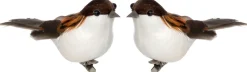 Intratuin kerstclip Joze vogel wit / bruin 13 x 5 x 5 cm 2 stuks