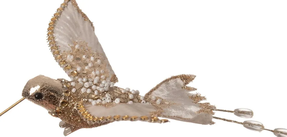 Intratuin kerstclip kolibri wit 19 x 16 x 3 cm