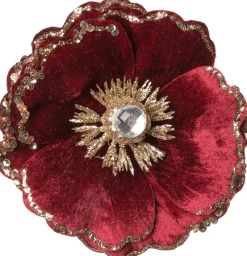 Intratuin kerstclip Lies bloem donker rood D 14 cm