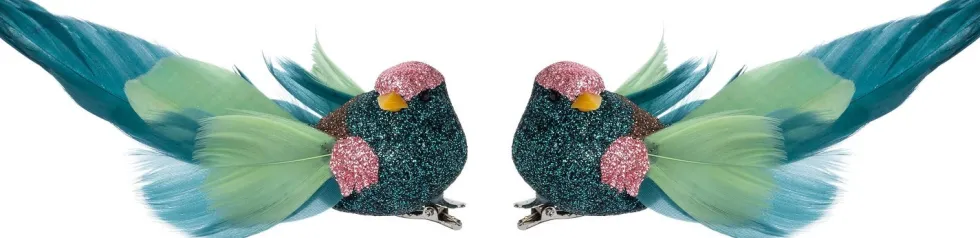 Intratuin kerstclip Madar vogel turquoise 12,7 x 10 x 5 cm 2 stuks