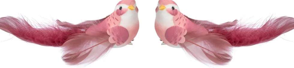 Intratuin kerstclip Madar vogel bordeaux 14 x 10 x 5 cm 2 stuks