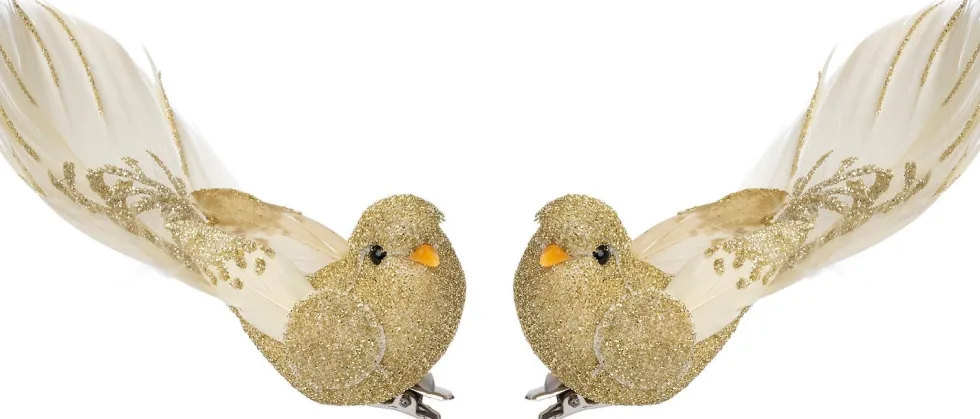 Intratuin kerstclip Madar vogel goud 10 x 8 x 2 cm 5 stuks