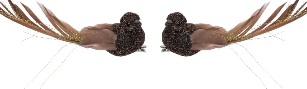 Intratuin kerstclip Madar vogel bruin 12,7 x 10 x 5 cm 2 stuks