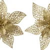 Intratuin kerstclip Nira bloem goud D 22 cm 2 stuks