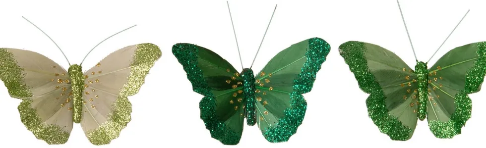 Intratuin kerstclip Papilo vlinder groen 13,5 x 10 x 3 cm 3 stuks