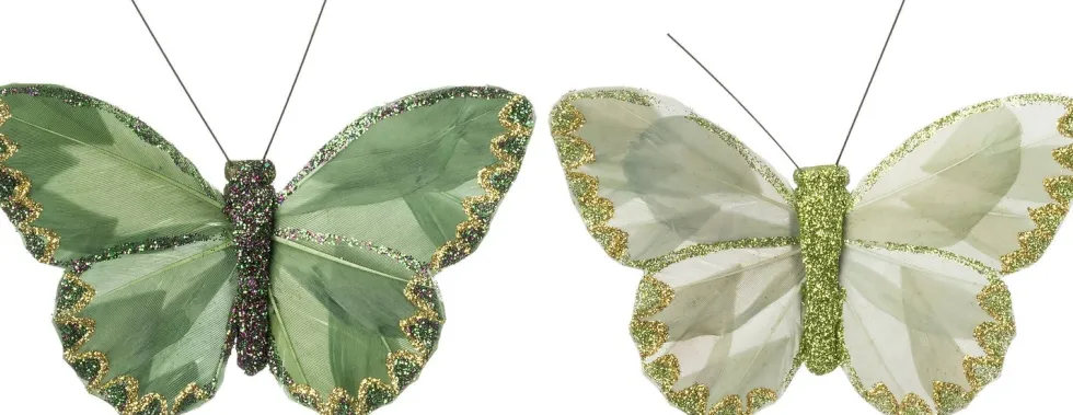 Intratuin kerstclip Papilo vlinder groen 12 x 9 x 2 cm 2 stuks