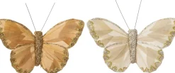 Intratuin kerstclip Papilo vlinder goud 12 x 9 x 2 cm 2 stuks