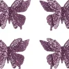 Intratuin kerstclip Phoenix vlinder lila 18 x 8 cm 4 stuks