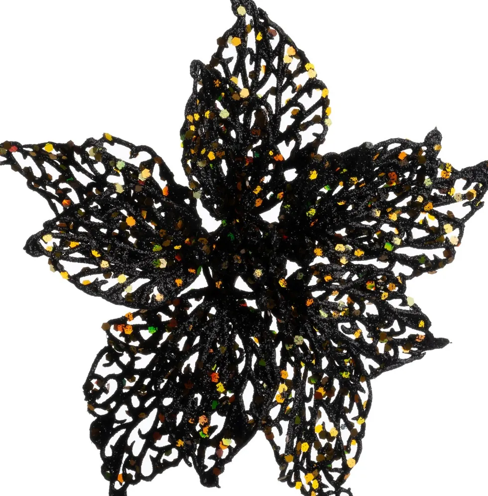 Intratuin kerstclip Phoenix bloem zwart / goud D 20 H 5 cm