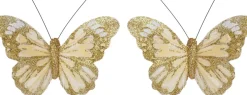Intratuin kerstclip Yreka vlinder goud 11 x 9 x 2 cm 2 stuks