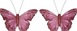 Intratuin kerstclip Yreka vlinder roze 11 x 9 x 2 cm 2 stuks