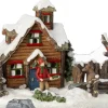Intratuin kerstdorp boshuisje met herten 22,7 x 15 x 15,5 cm