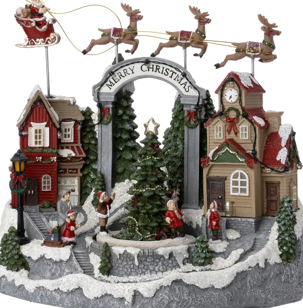 Intratuin kerstdorp dorp met arreslee 32 x 20,5 x 32 cm