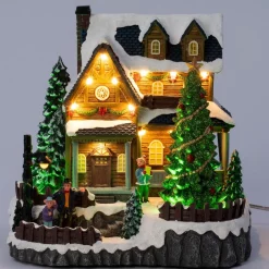 Intratuin kerstdorp huis met kerstboom 23,5 x 19,5 x 22 cm