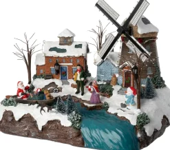 Intratuin kerstdorp huis met molen 31 x 22,5 x 25,5 cm