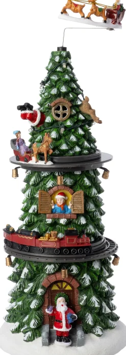 Intratuin kerstdorp kerstboom met tafereel 14,2 x 14,5 x 37 cm