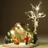 Intratuin kerstdorp kersthuis met boom 14 x 13,5 x 19 cm