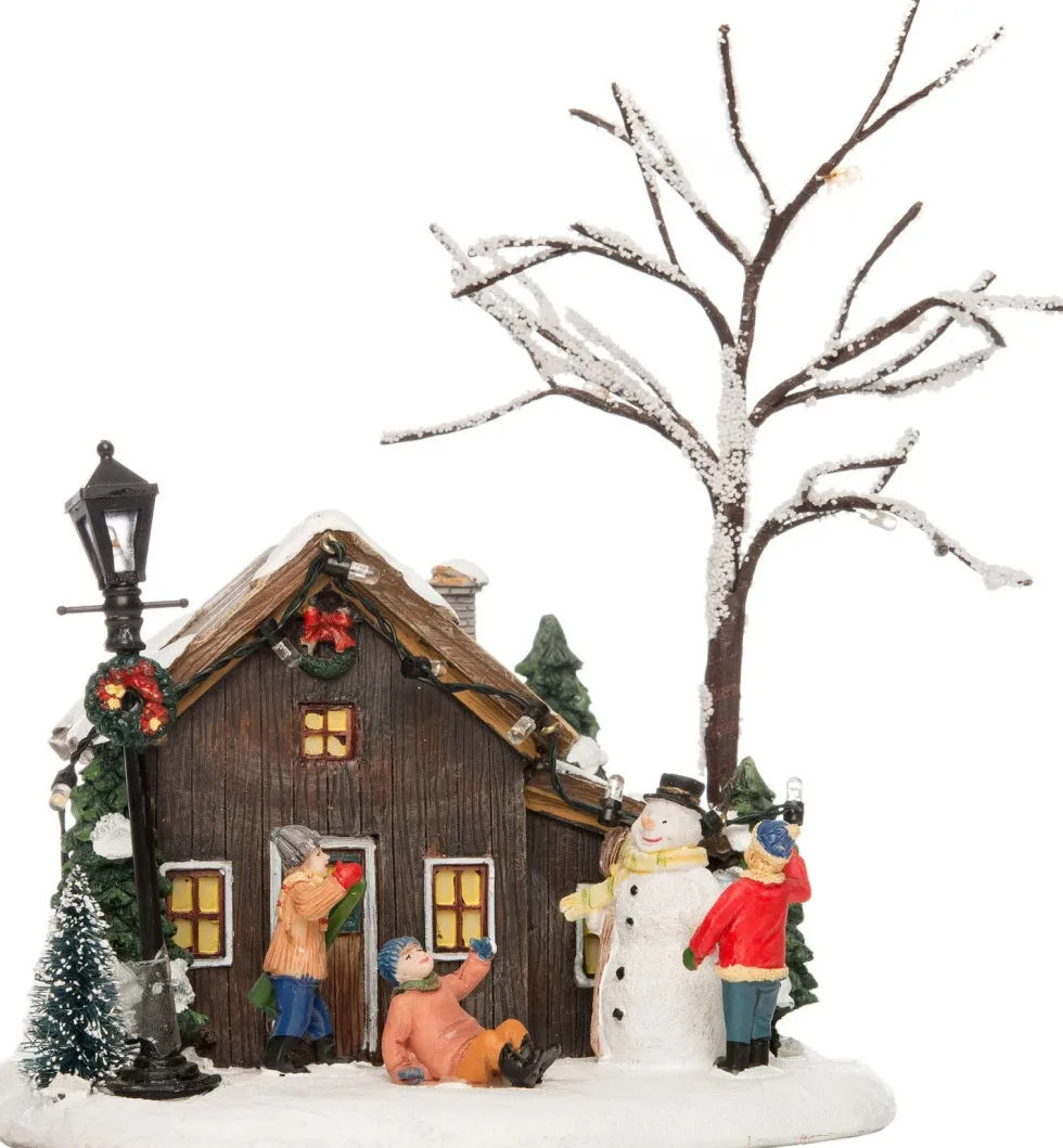 Intratuin kerstdorp kersthuis met boom 14 x 13,5 x 19 cm