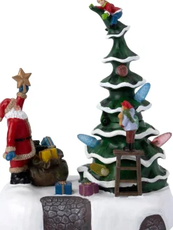 Intratuin kerstdorp kerstman met kerstboom 15,5 x 11,5 x 19 cm