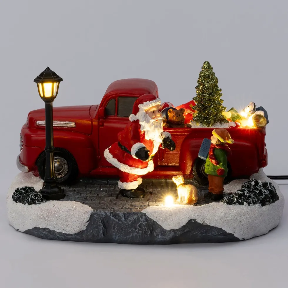Intratuin kerstdorp kerstman met truck 17,3 x 14,5 x 23,3 cm