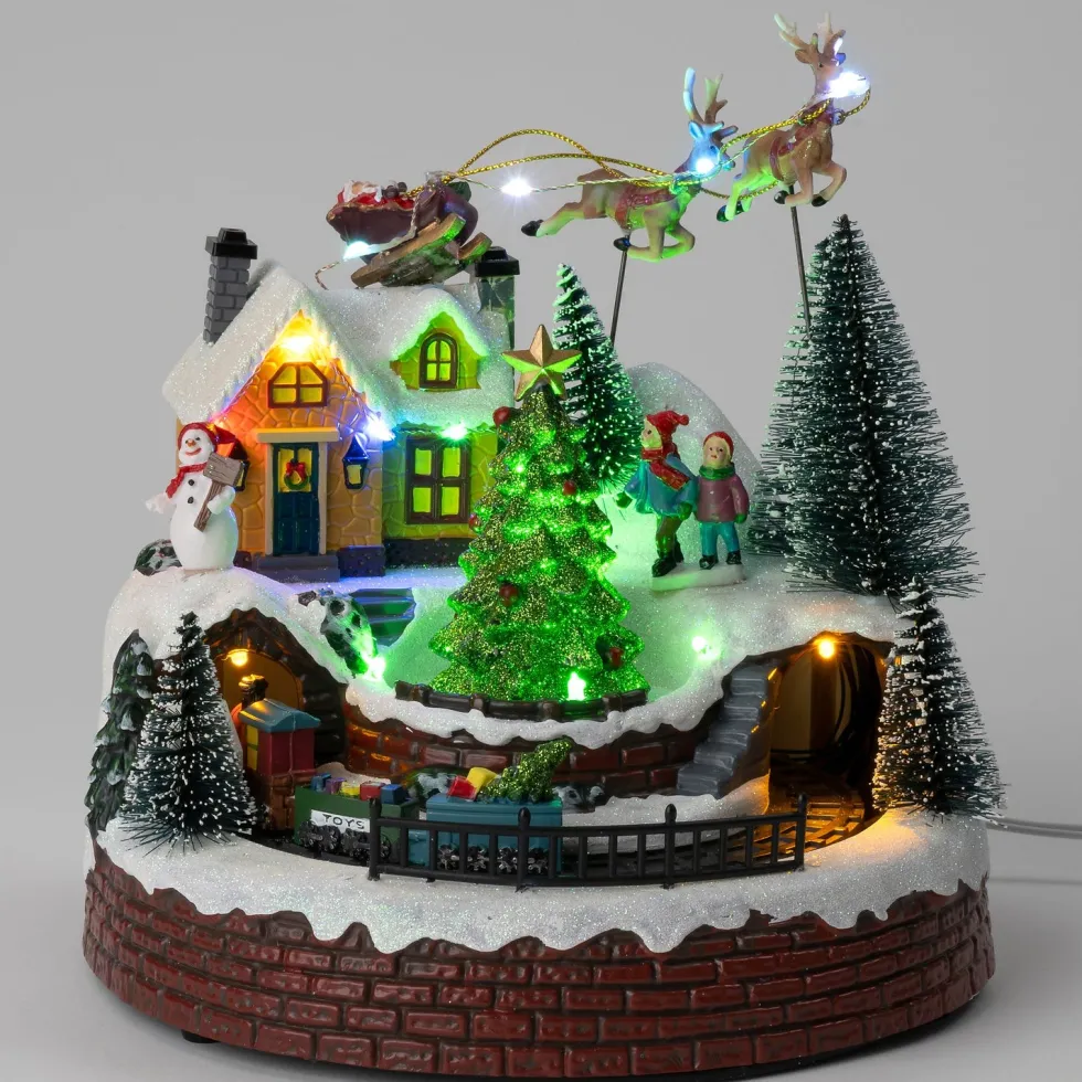 Intratuin kerstdorp met huisje en trein 19,5 x 18,5 x 21 cm