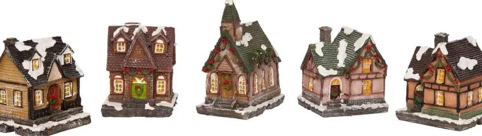 Intratuin kerstdorp met kerk en LED verlichting H 8 cm