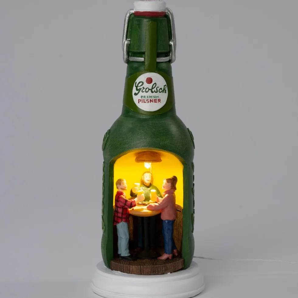 Intratuin kerstdorpminiatuur Grolsch bar 8,8 x 8,8 x 22 cm