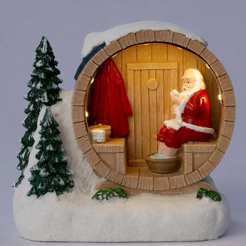 Intratuin kerstdorpminiatuurkerstman sauna 11 x 7 x 11 cm