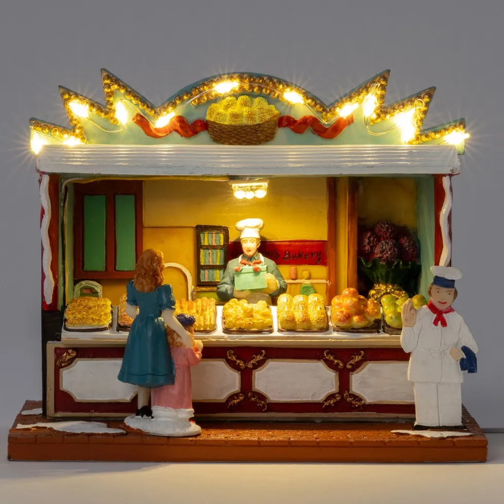 Intratuin kerstdorpminiatuur bakkerij 16,5 x 9,7 x 13 cm