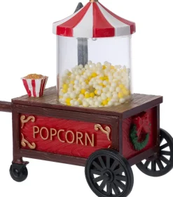 Intratuin kerstdorpminiatuur popcornkar rood / wit 9 x 6 x 10 cm