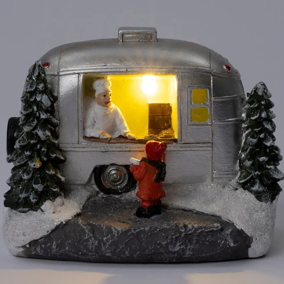 Intratuin kerstdorpminiatuur caravan kraam 10,3 x 6,8 x 7 cm