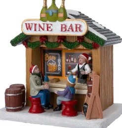 Intratuin kerstdorpminiatuur wijnwinkel 12 x 8,5 x 12,5 cm