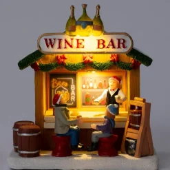 Intratuin kerstdorpminiatuur wijnwinkel 12 x 8,5 x 12,5 cm