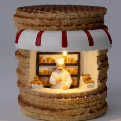 Intratuin kerstdorpminiatuur stroopwafelkraam 10,2 x 12 x 11 cm