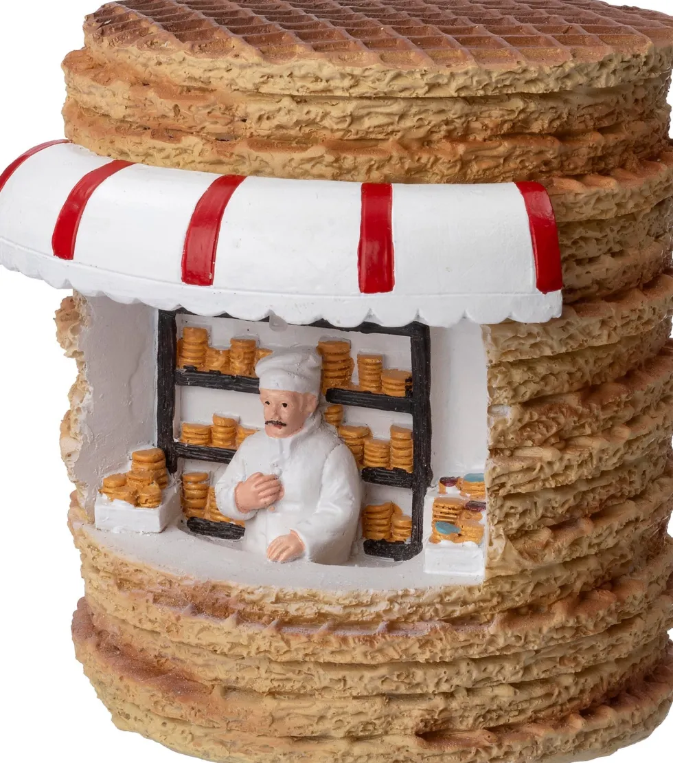 Intratuin kerstdorpminiatuur stroopwafelkraam 10,2 x 12 x 11 cm