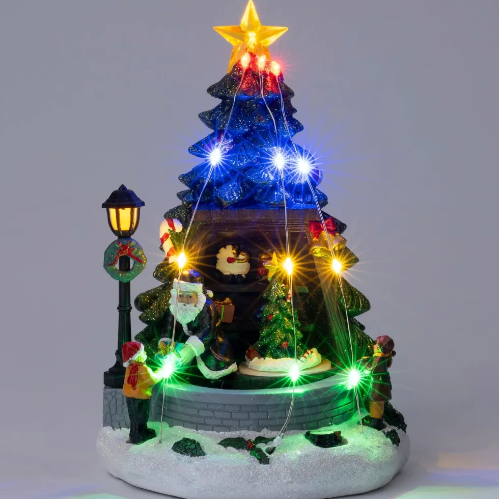 Intratuin kerstdorpminiatuur kerstboomkraam 15 x 15 x 23 cm
