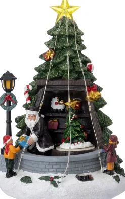 Intratuin kerstdorpminiatuur kerstboomkraam 15 x 15 x 23 cm