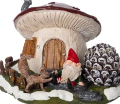 Intratuin kerstdorpminiatuur kabouter paddestoel 19,5 x 14,5 x 13,5 cm
